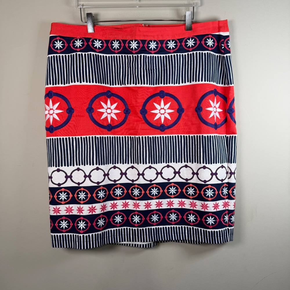 Boden Embroidered Geometric Lined Pencil Skirt Size 14R